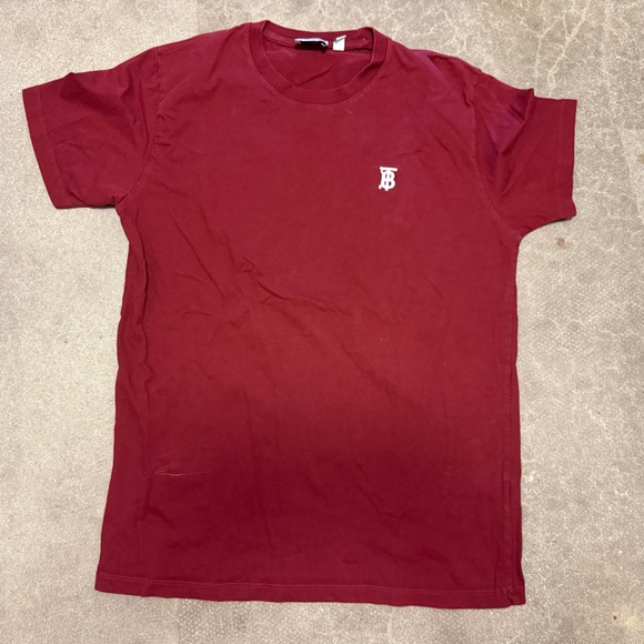 BURBERRY MENS PARKER LOGO T-SHIRT SIZE LARGE MERLOT RED